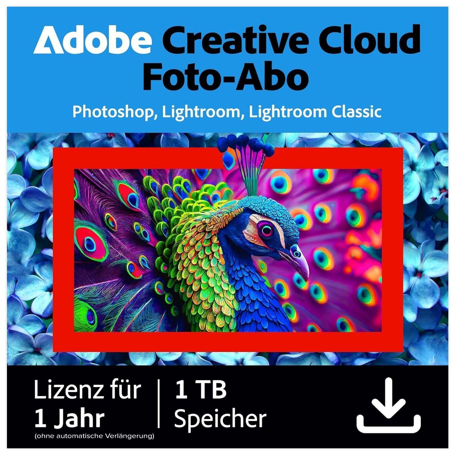 Adobe Creative Cloud Foto-Abo (Photoshop & Lightroom) | 1 Nutzer (2 PC/Mac) | 1 Jahr inkl. 1 TB Cloud | ESD