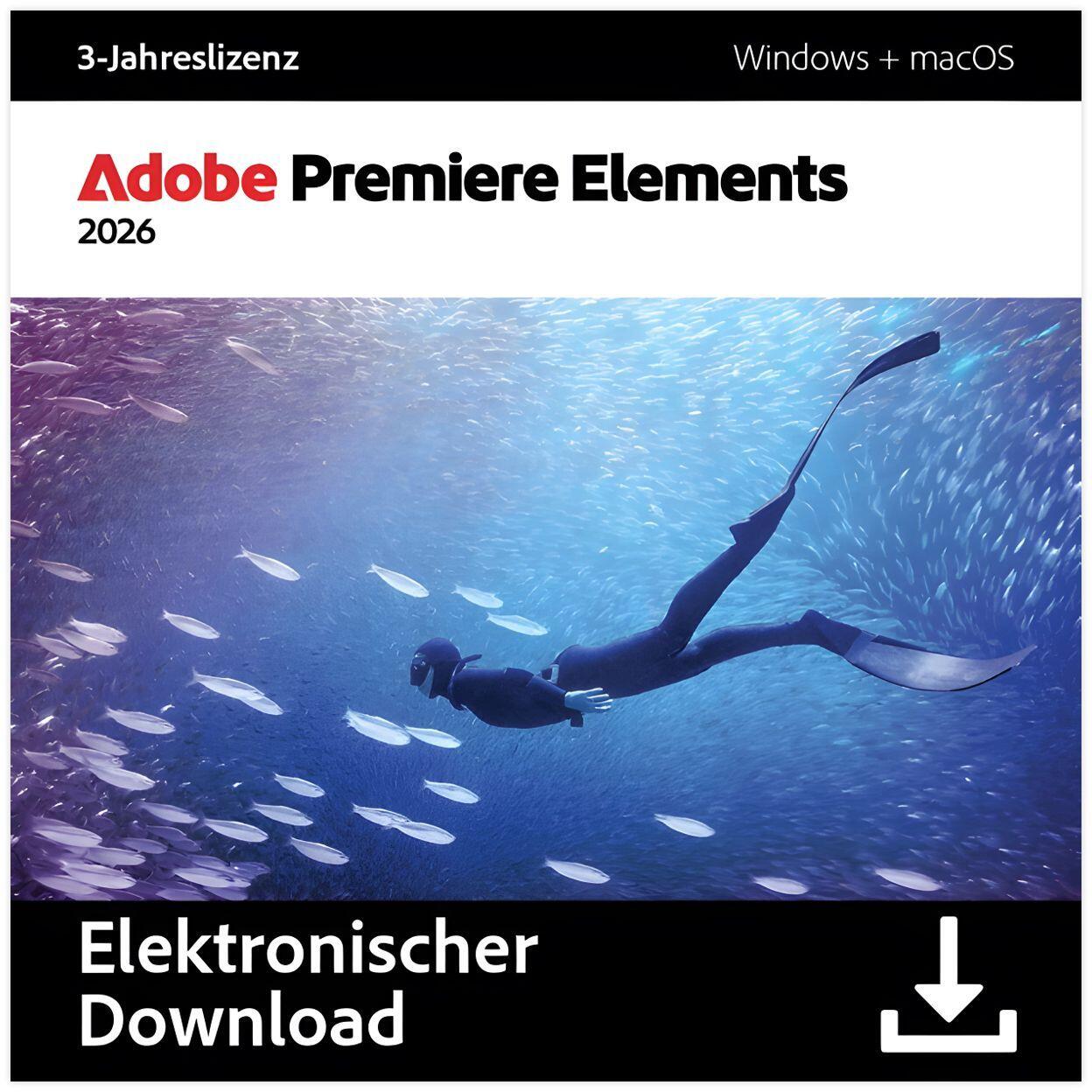 Adobe Premiere Elements 2026 | 2 Geräte (Windows/Mac) | 3 Jahre | ESD
