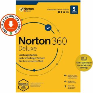 Norton 360 Deluxe | 5 Geräte | 1 Jahr | kein autom. Abo | ESD