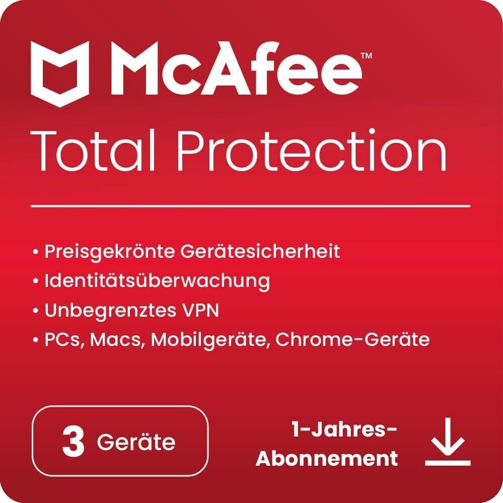 McAfee Total Protection + VPN | 3 Geräte | 1 Jahr | Key in 5 Min. | ESD