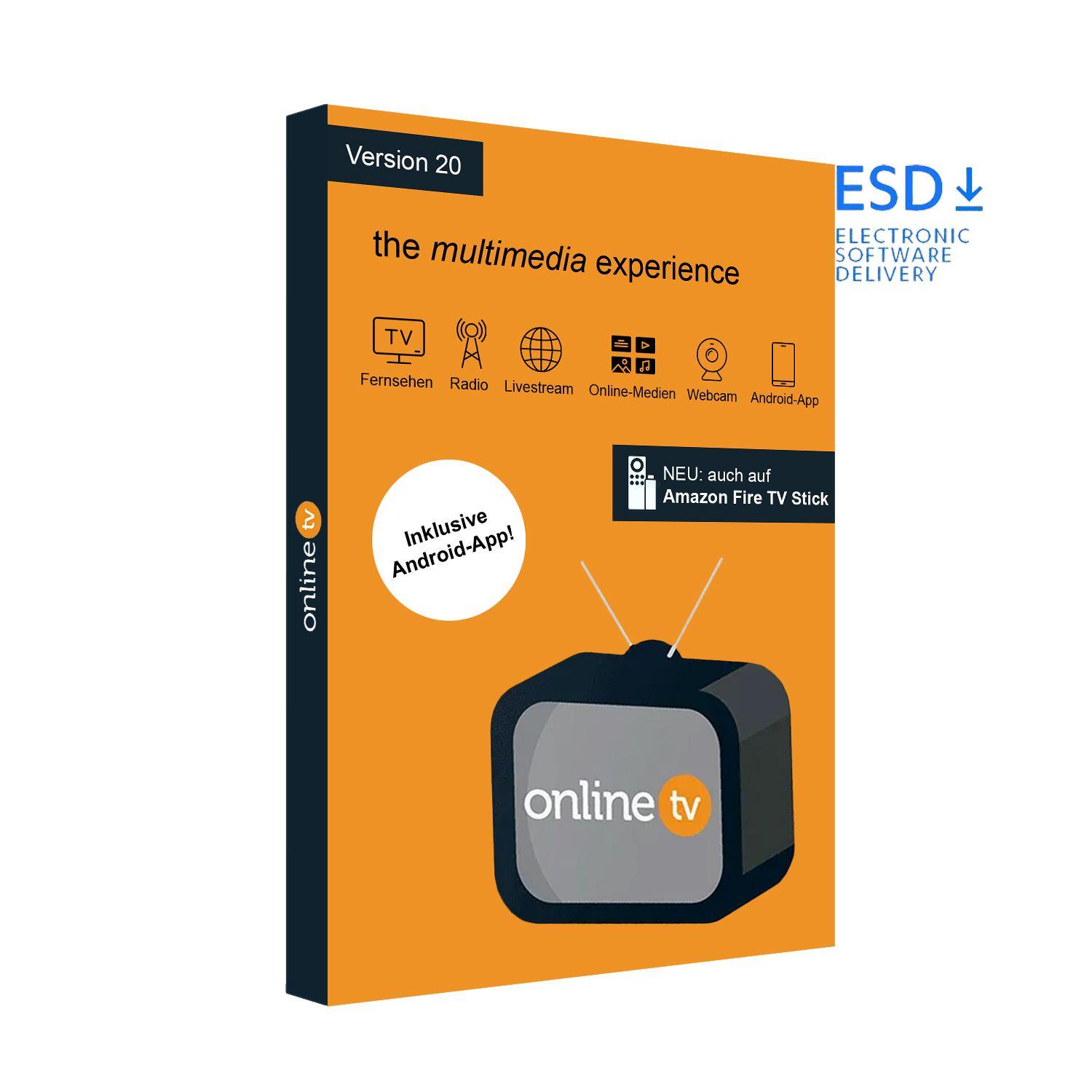 OnlineTV 20 | 1 PC (inkl. Android + FireTV) | Dauerlizenz (einmaliger Kauf) | Key in 5 Min. | ESD